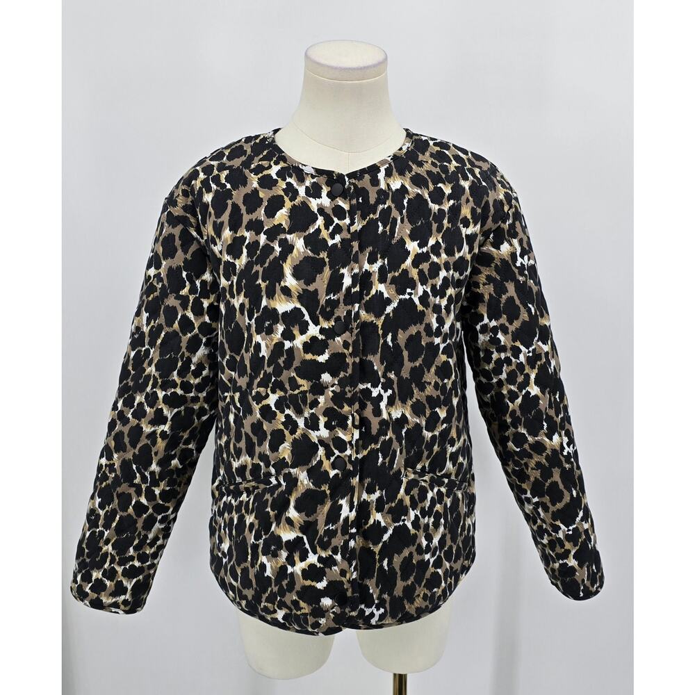 A New Day‎ Casual Chic Edgy Modern Minimalist Quilted Leopard Jacket